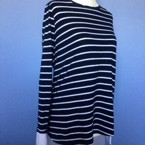 Navy striped top with cuffs by Joe Fresh small size - Picture 2 of 7